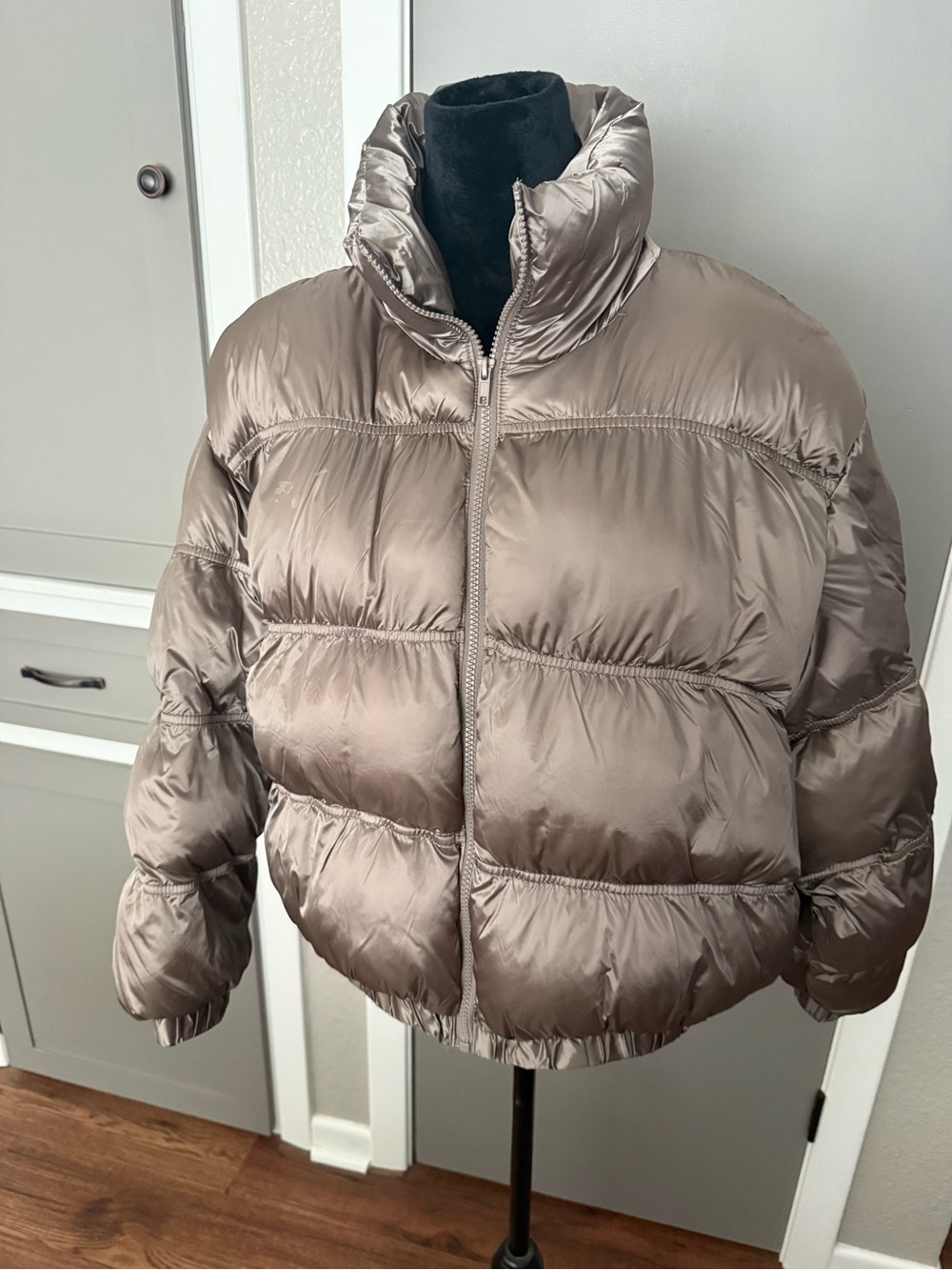 wild fable Shiny Taupe Puffer Jacket - Picture 3 of 3